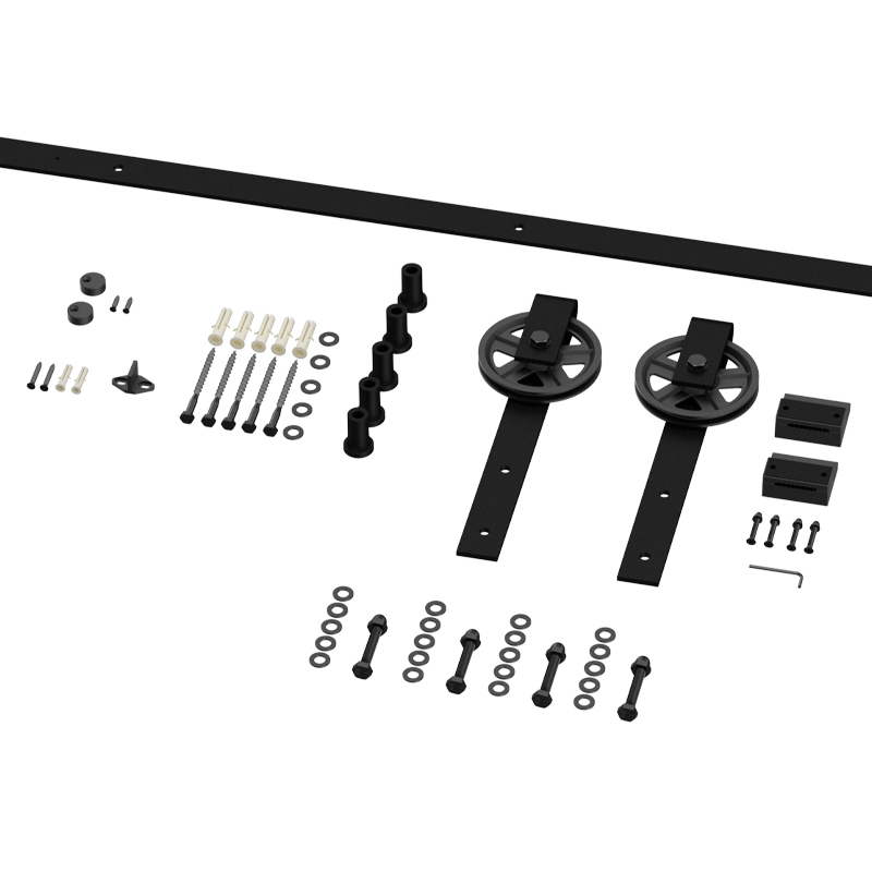 DOUBLE BYPASS BARN DOOR HARDWARE KIT 200cm/300cm BLACK D.120 BARN DOOR AND HARDWARE